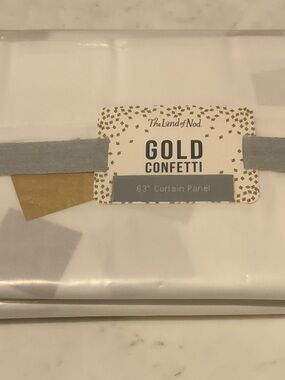 Land Of Nod White Curtain Panel with Gold Accent - 6 panels